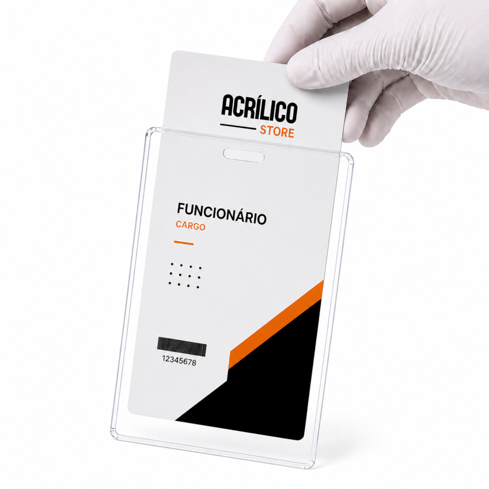 Porta Cracha Identificação PVC Rígido Tamanho 8,4x12,8cm