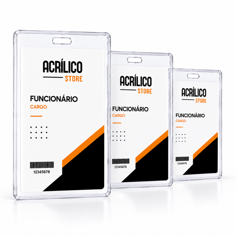 Porta Cracha Identificação PVC Rígido Tamanho 8,4x12,8cm