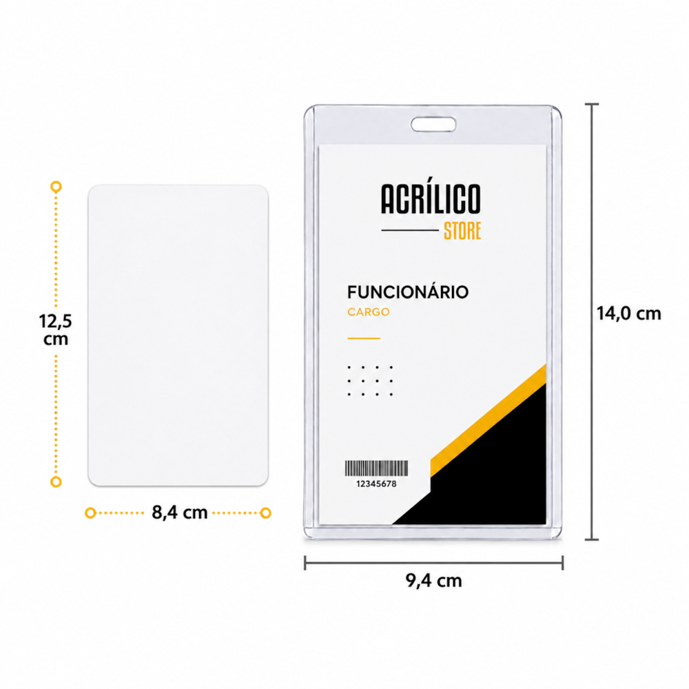 Porta Cracha Identificação PVC Rígido Tamanho 8,4x12,8cm