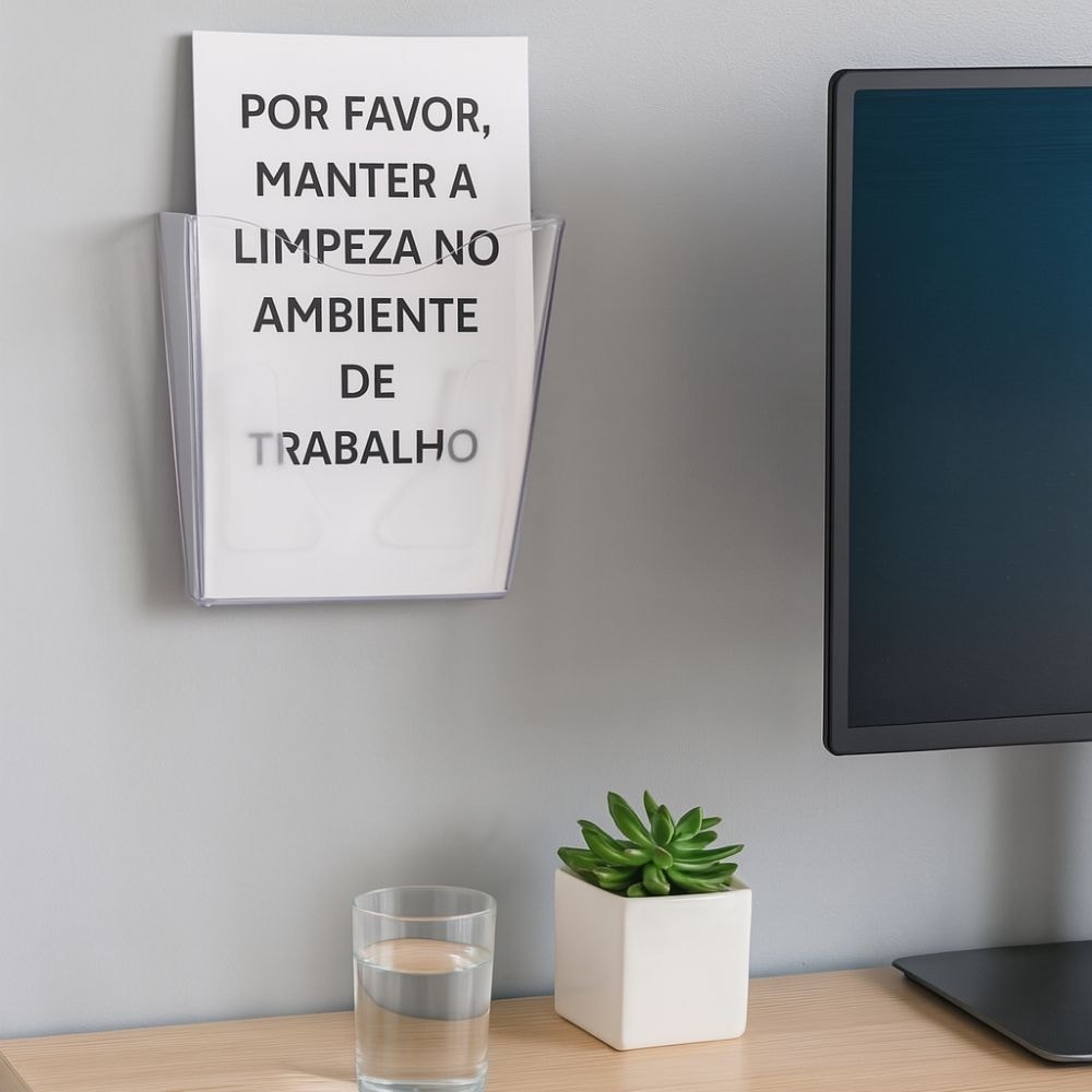 Porta Folheto de Parede com Bolsa A5 Vertical (15x21cm)