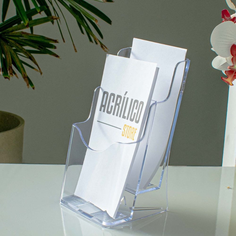 Porta Folheto Duplo com Bolsas A6 Vertical (10x15cm) Porta Folheto Duplo com Bolsas A6 Vertical (10x15cm)