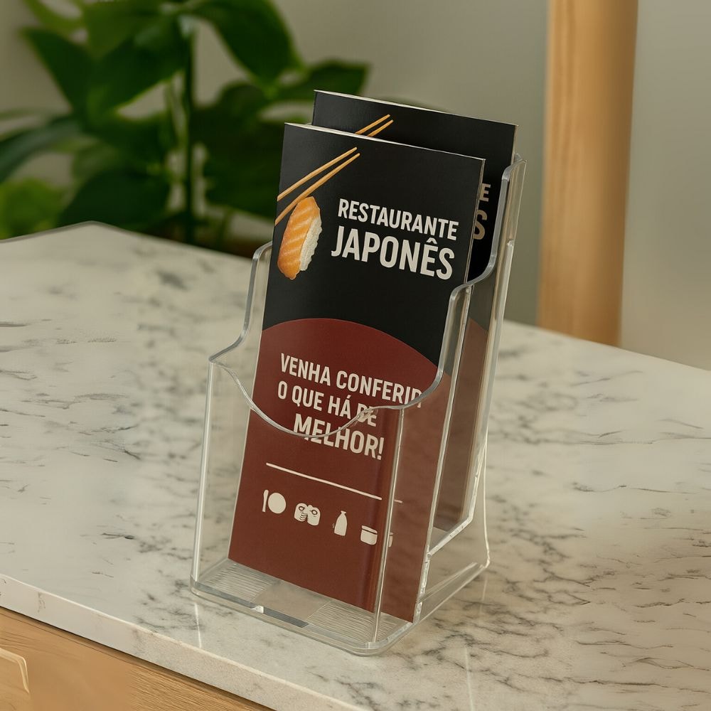 Porta Folheto Duplo com Bolsas A6 Vertical (10x15cm) Porta Folheto Duplo com Bolsas A6 Vertical (10x15cm)