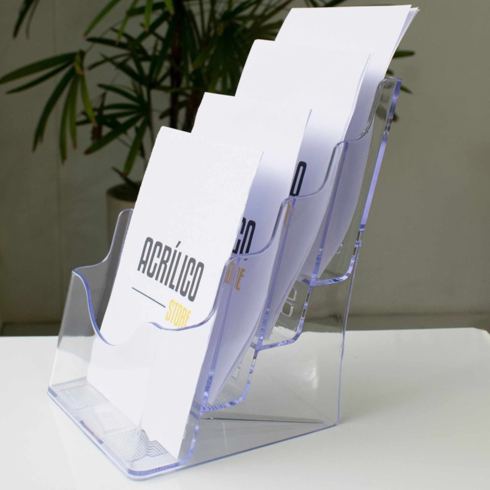 Porta Folheto Quádruplo com Bolsas A5 Vertical (15x21cm)