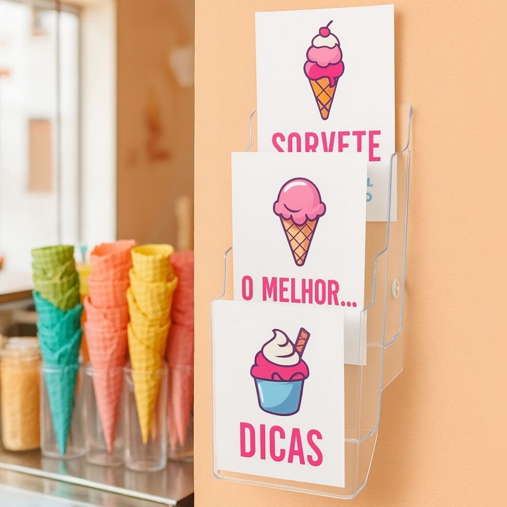 Porta Folheto Triplo com Bolsas A5 Vertical (15x21cm) Porta Folheto Triplo com Bolsas A5 Vertical (15x21cm)