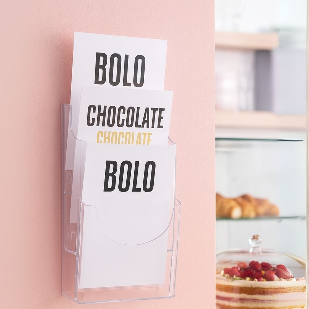 Porta Folheto Triplo com Bolsas A5 Vertical (15x21cm) Porta Folheto Triplo com Bolsas A5 Vertical (15x21cm)