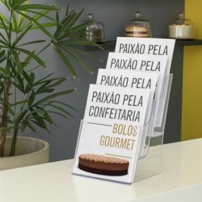 Porta Folheto Triplo com Bolsas A5 Vertical (15x21cm)