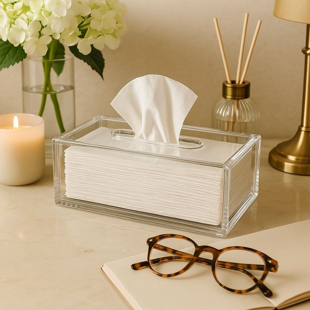 Porta Lenços e Papel Toalha em Acrílico Porta Lenços e Papel Toalha em Acrílico