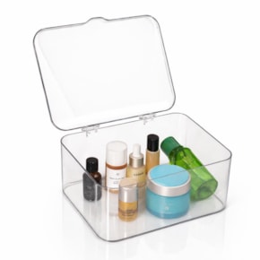 Porta Maquiagem e Cosméticos em Acrílico com Tampa