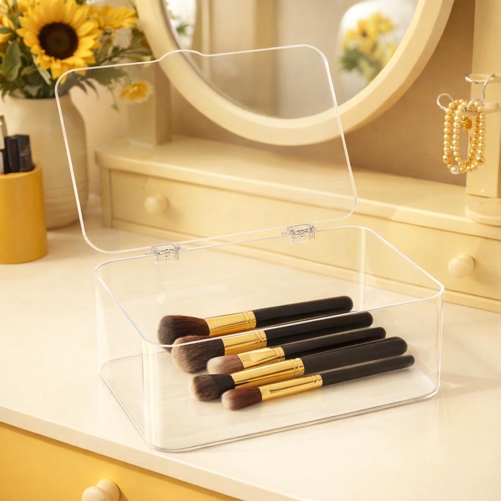 Porta Maquiagem e Cosméticos em Acrílico com Tampa