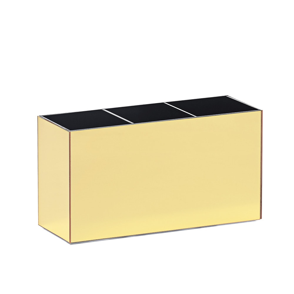 Porta Pincel em Acrílico Dourado com 3 Divisórias Porta Pincel em Acrílico Dourado com 3 Divisórias