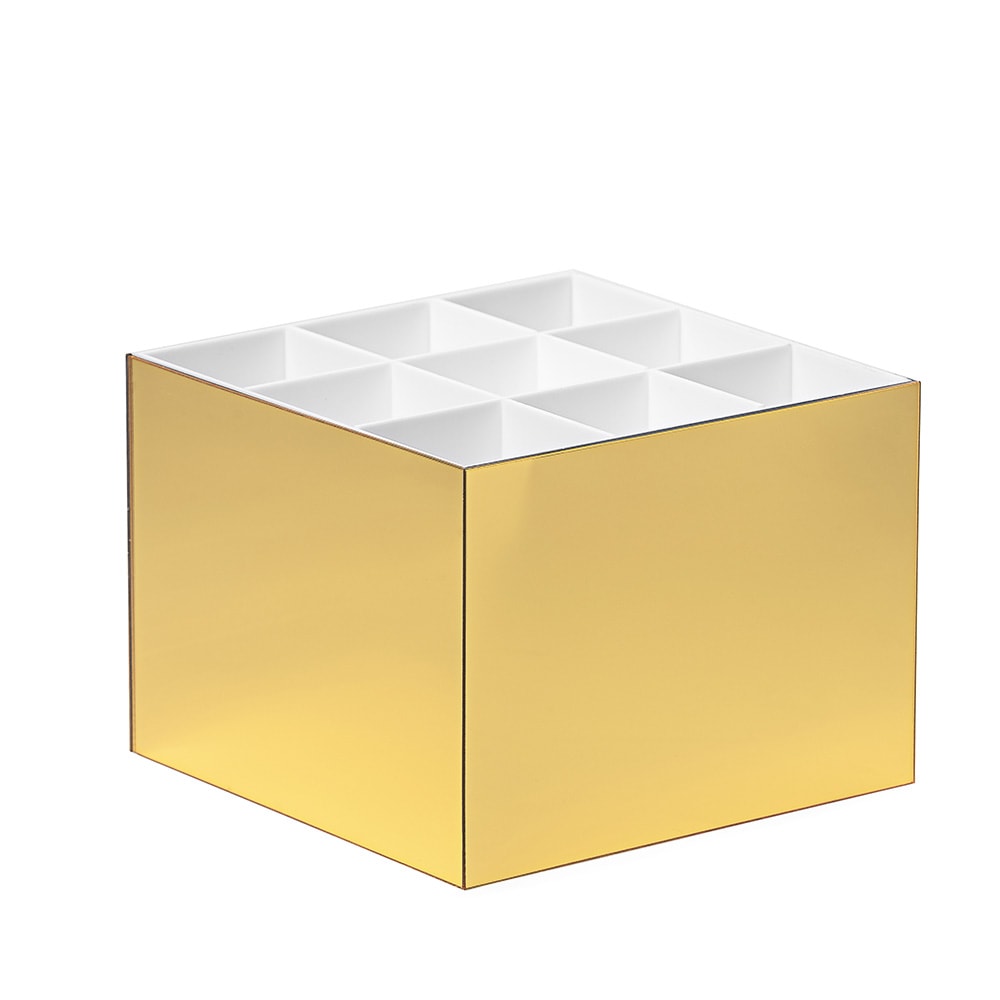 Porta Pincel em Acrílico Dourado com 9 Divisórias Porta Pincel em Acrílico Dourado com 9 Divisórias