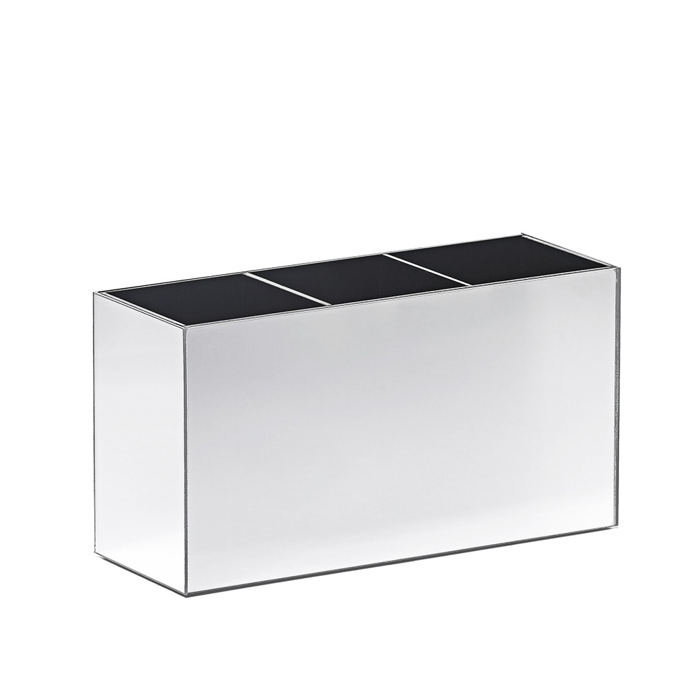 Porta Pincel em Acrílico Prata com 3 Divisórias Porta Pincel em Acrílico Prata com 3 Divisórias