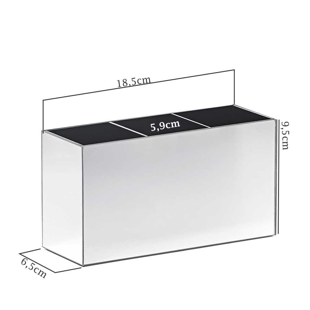 Porta Pincel em Acrílico Prata com 3 Divisórias Porta Pincel em Acrílico Prata com 3 Divisórias