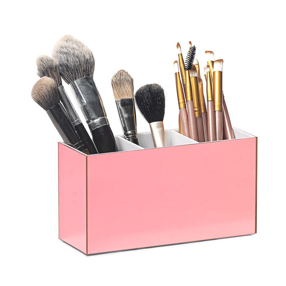 Porta Pincel em Acrílico Rosé com 3 Divisórias Porta Pincel em Acrílico Rosé com 3 Divisórias
