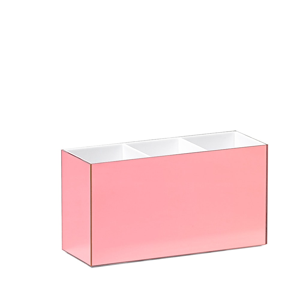 Porta Pincel em Acrílico Rosé com 3 Divisórias Porta Pincel em Acrílico Rosé com 3 Divisórias