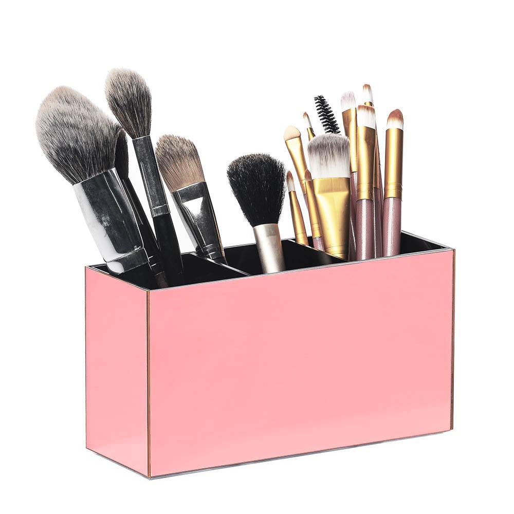 Porta Pincel em Acrílico Rosé com 3 Divisórias Porta Pincel em Acrílico Rosé com 3 Divisórias