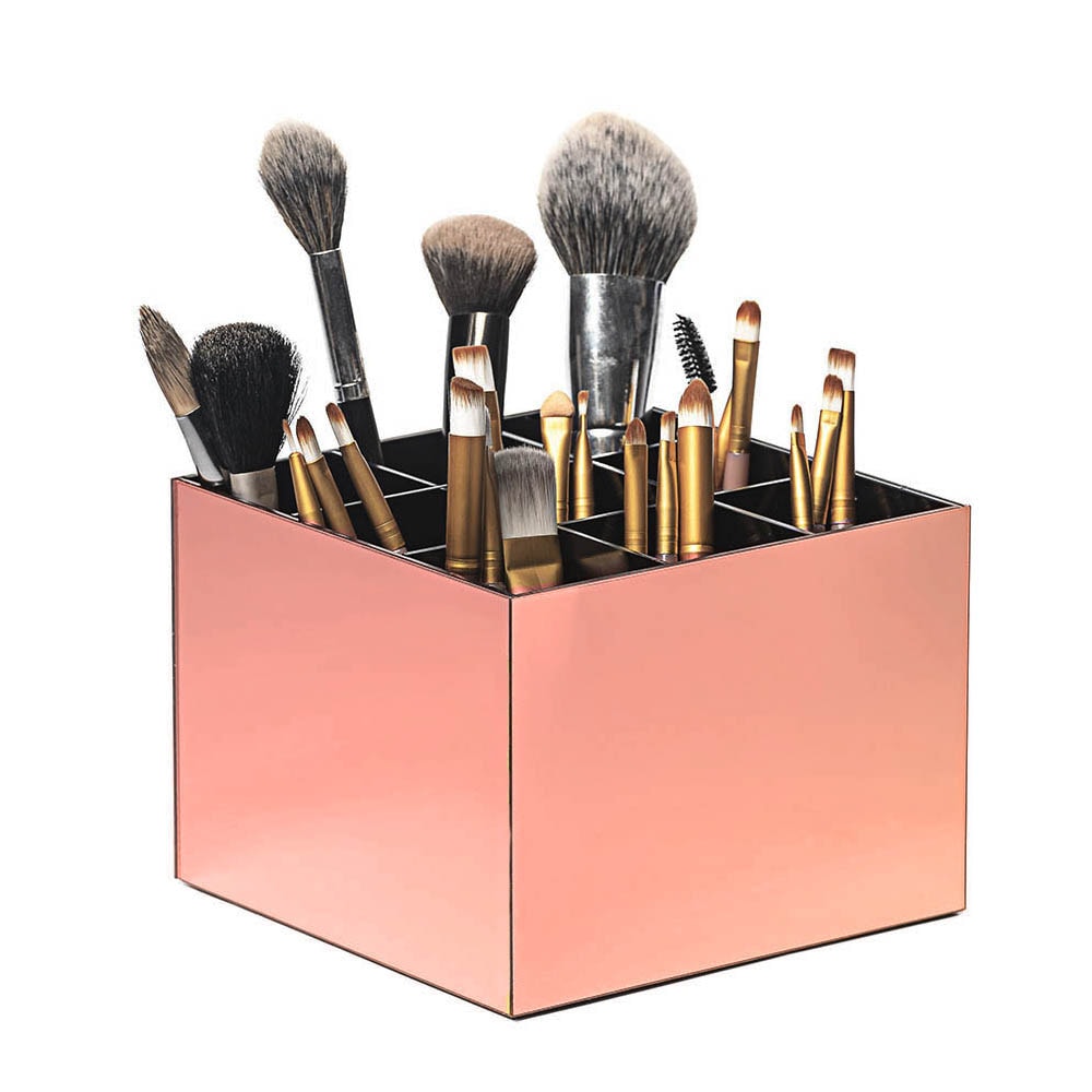 Porta Pincel em Acrílico Rosé com 9 Divisórias Porta Pincel em Acrílico Rosé com 9 Divisórias