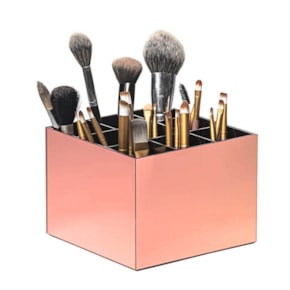 Porta Pincel em Acrílico Rosé com 9 Divisórias