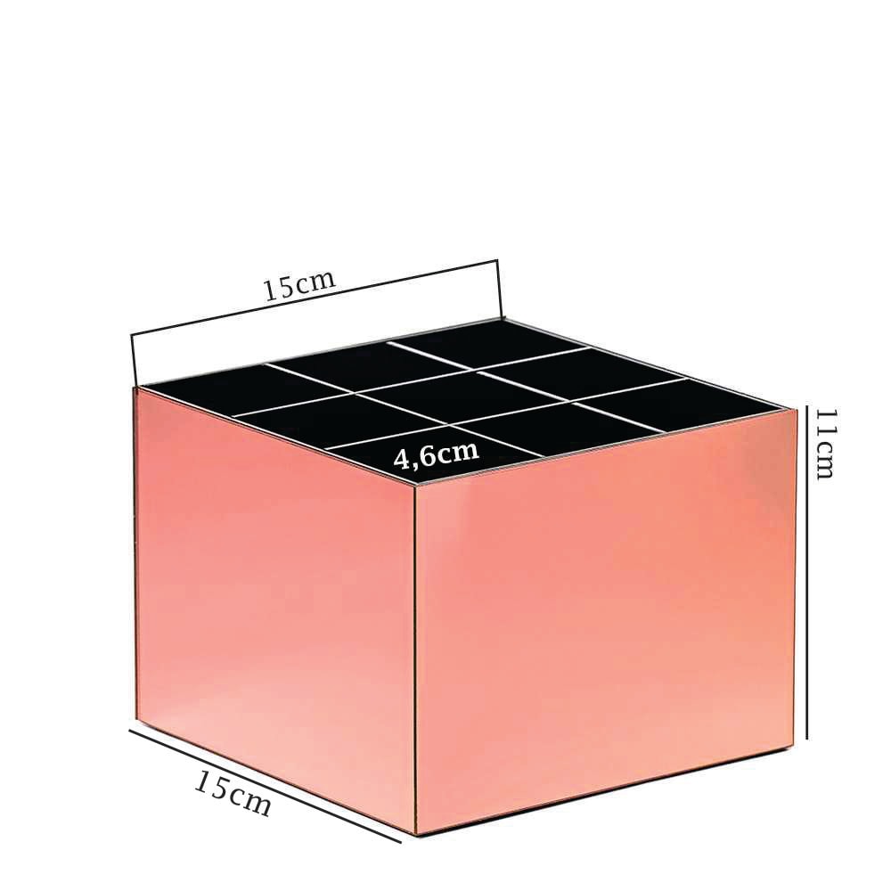 Porta Pincel em Acrílico Rosé com 9 Divisórias Porta Pincel em Acrílico Rosé com 9 Divisórias