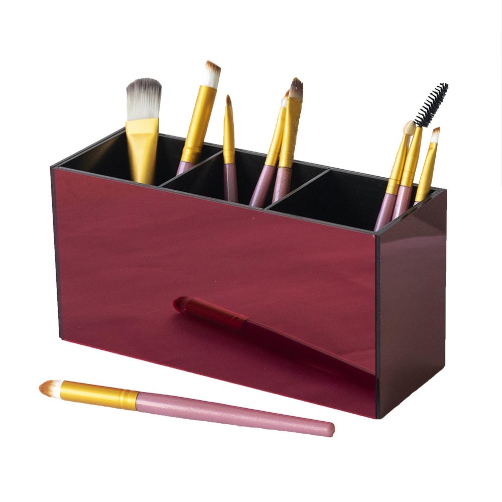 Porta Pincel em Acrílico Vermelho com 3 Divisórias Porta Pincel em Acrílico Vermelho com 3 Divisórias