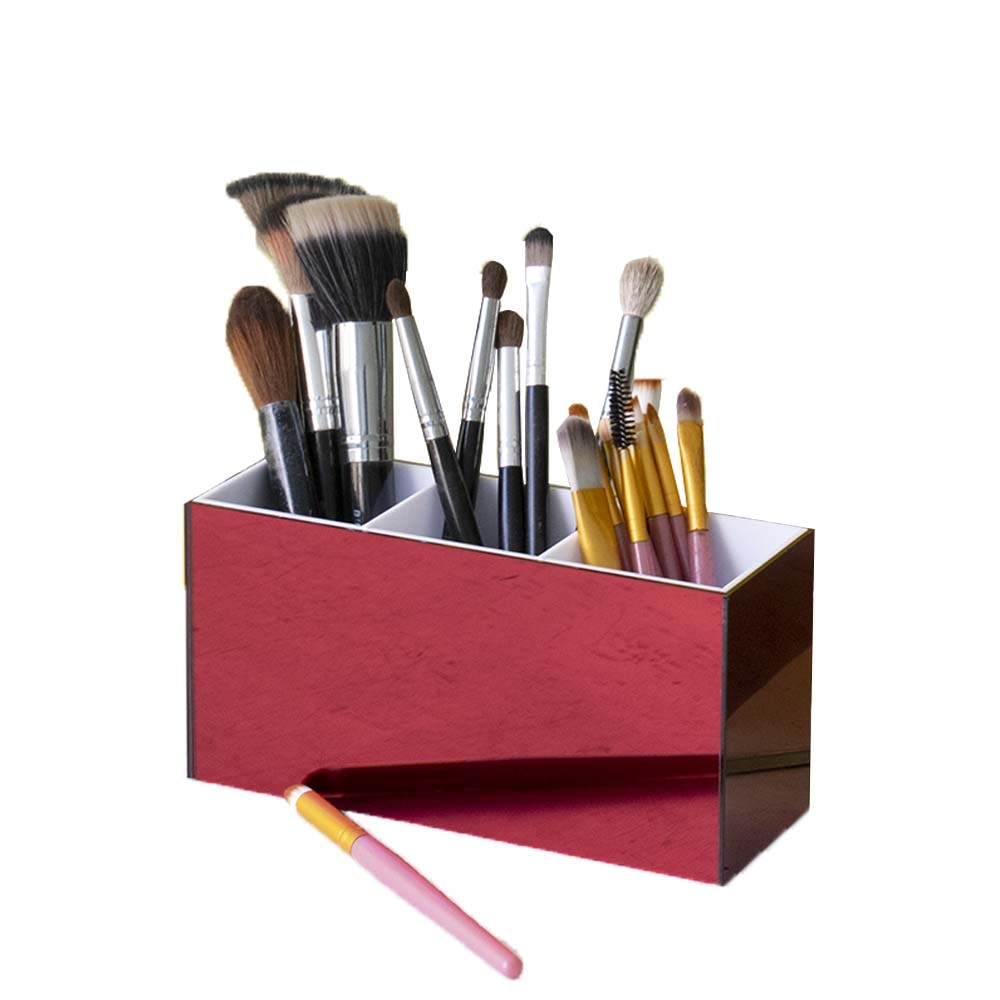 Porta Pincel em Acrílico Vermelho com 3 Divisórias Porta Pincel em Acrílico Vermelho com 3 Divisórias