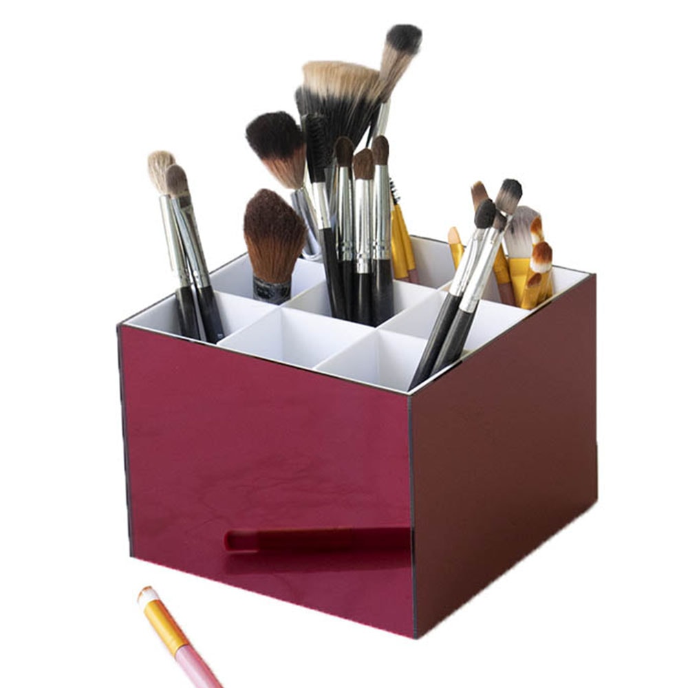 Porta Pincel em Acrílico Vermelho com 9 Divisórias Porta Pincel em Acrílico Vermelho com 9 Divisórias
