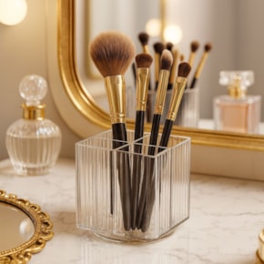 Porta Pincel Quadrado Giratório Lines em Acrílico