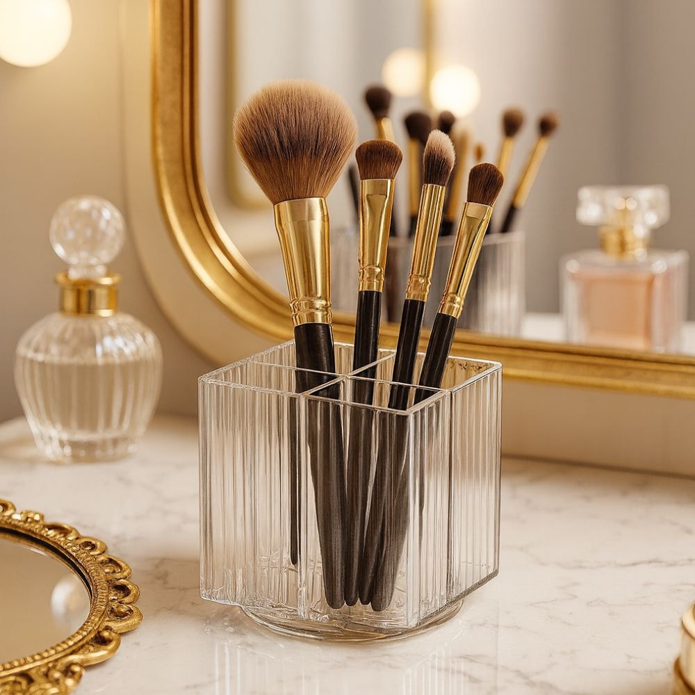 Porta Pincel Quadrado Giratório Lines em Acrílico Porta Pincel Quadrado Giratório Lines em Acrílico