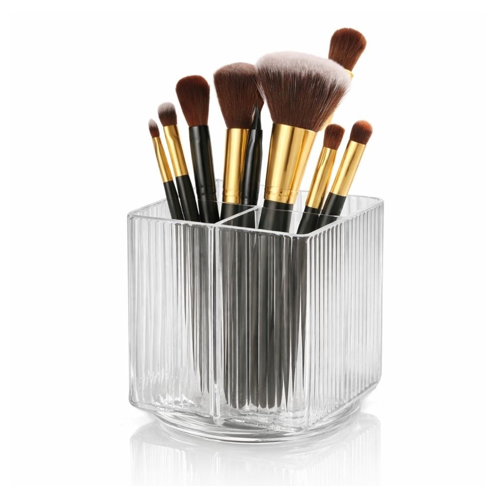 Porta Pincel Quadrado Giratório Lines em Acrílico