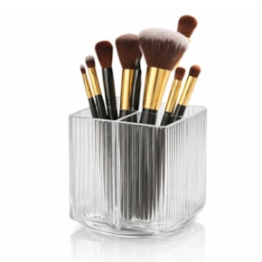 Porta Pincel Quadrado Giratório Lines em Acrílico