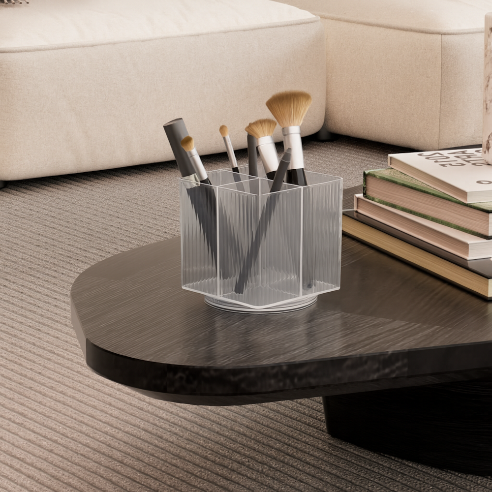 Porta Pincel Quadrado Giratório Lines em Acrílico Porta Pincel Quadrado Giratório Lines em Acrílico