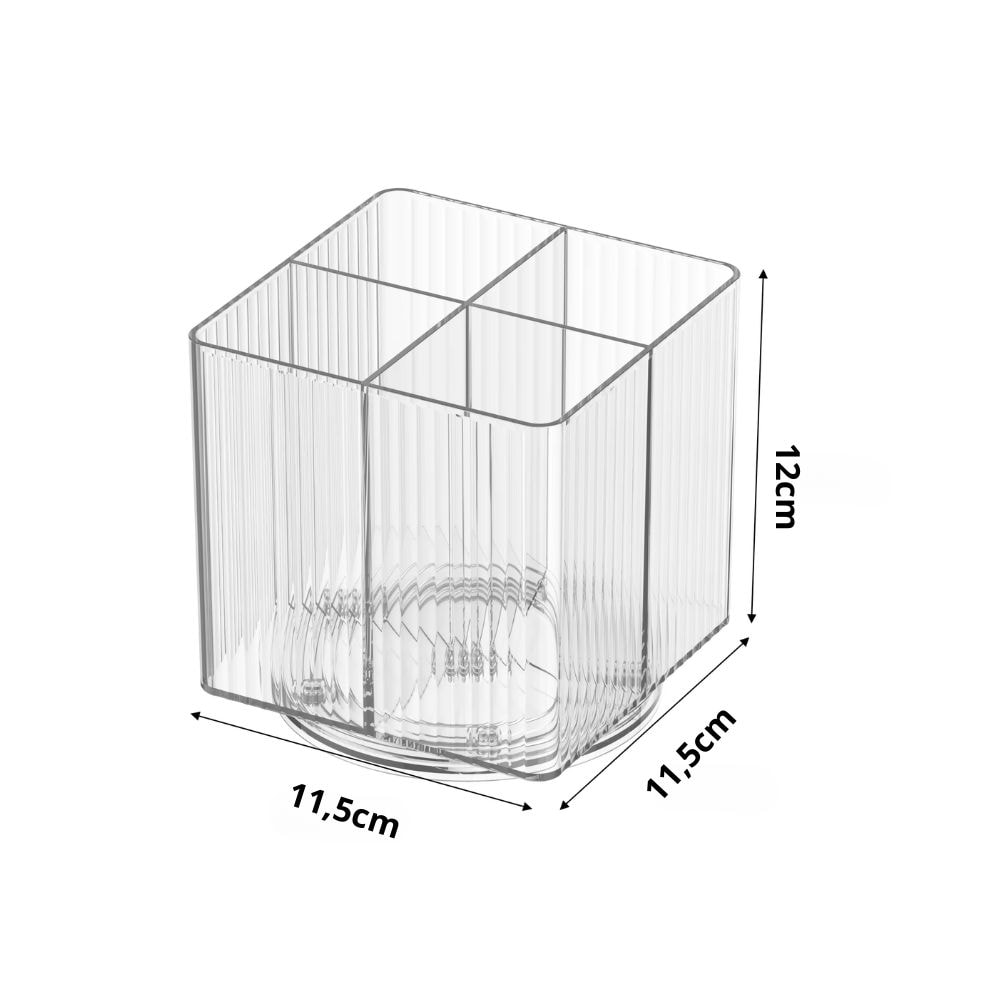 Porta Pincel Quadrado Giratório Lines em Acrílico