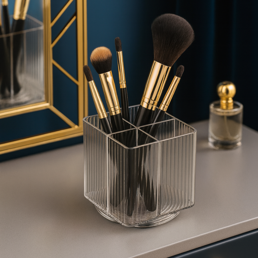 Porta Pincel Quadrado Giratório Lines em Acrílico