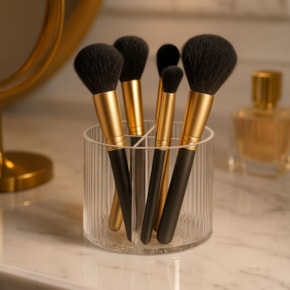 Porta Pincel Redondo Giratório Lines em Acrílico