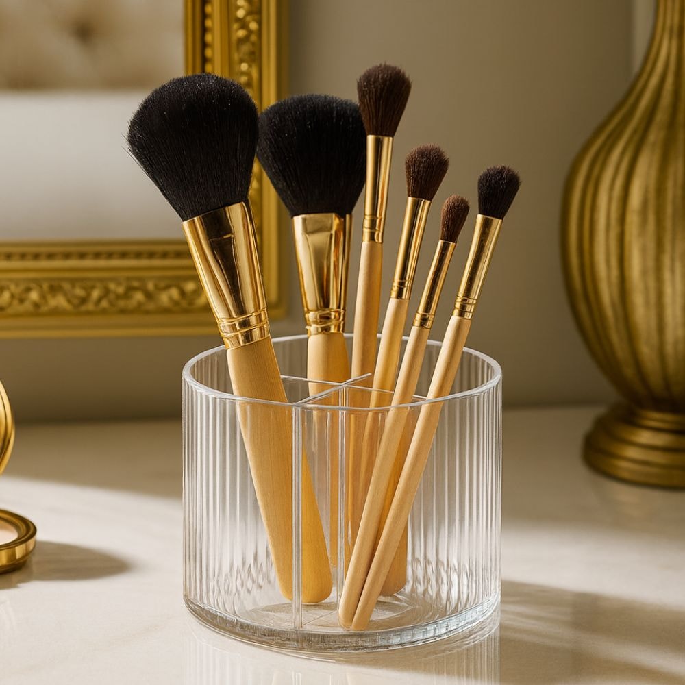 Porta Pincel Redondo Giratório Lines em Acrílico