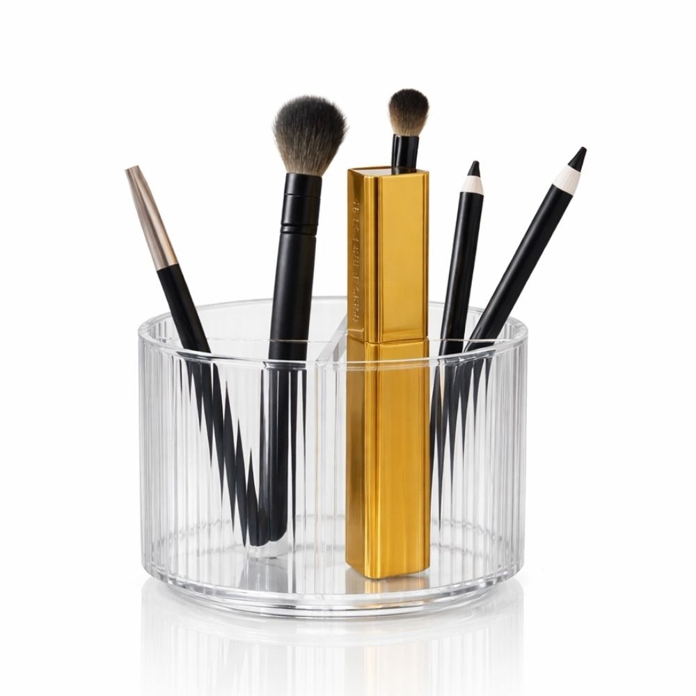 Porta Pincel Redondo Giratório Lines em Acrílico