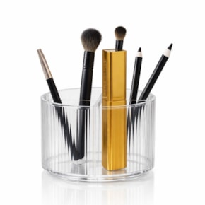 Porta Pincel Redondo Giratório Lines em Acrílico