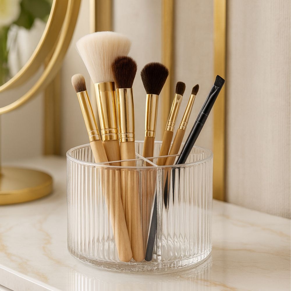 Porta Pincel Redondo Giratório Lines em Acrílico Porta Pincel Redondo Giratório Lines em Acrílico