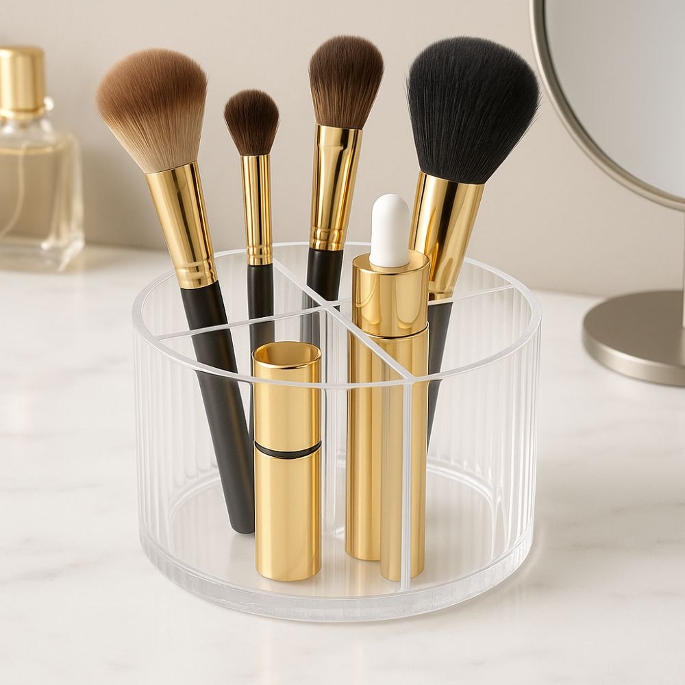 Porta Pincel Redondo Giratório Lines em Acrílico