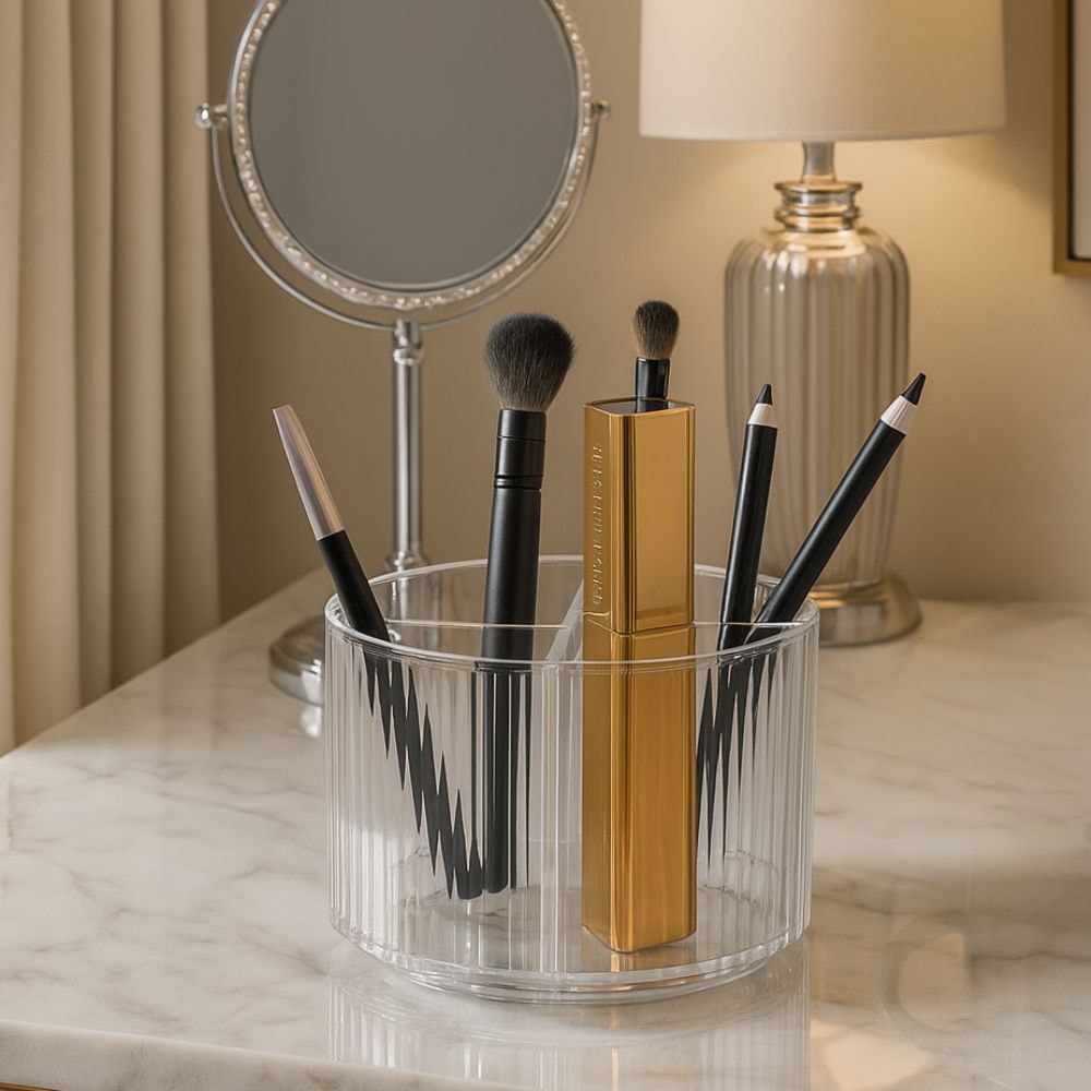 Porta Pincel Redondo Giratório Lines em Acrílico