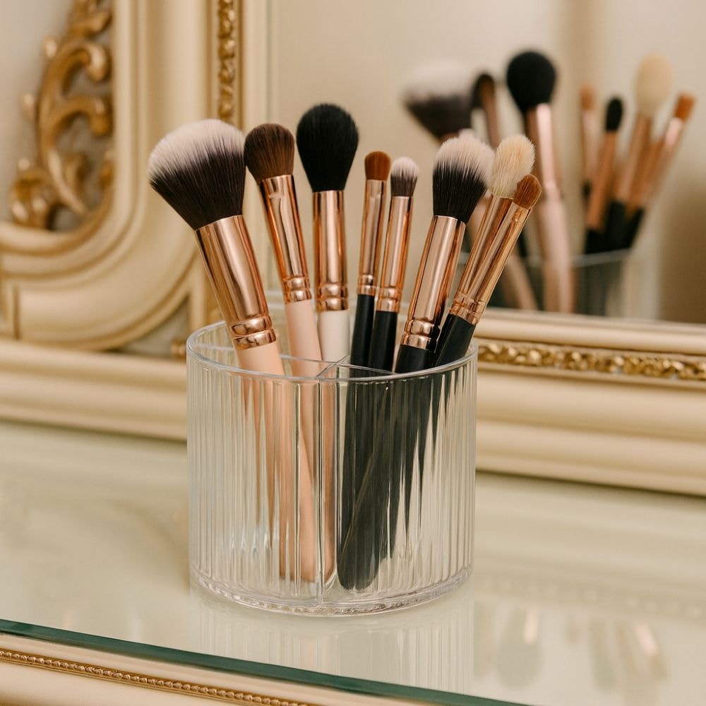 Porta Pincel Redondo Giratório Lines em Acrílico Porta Pincel Redondo Giratório Lines em Acrílico