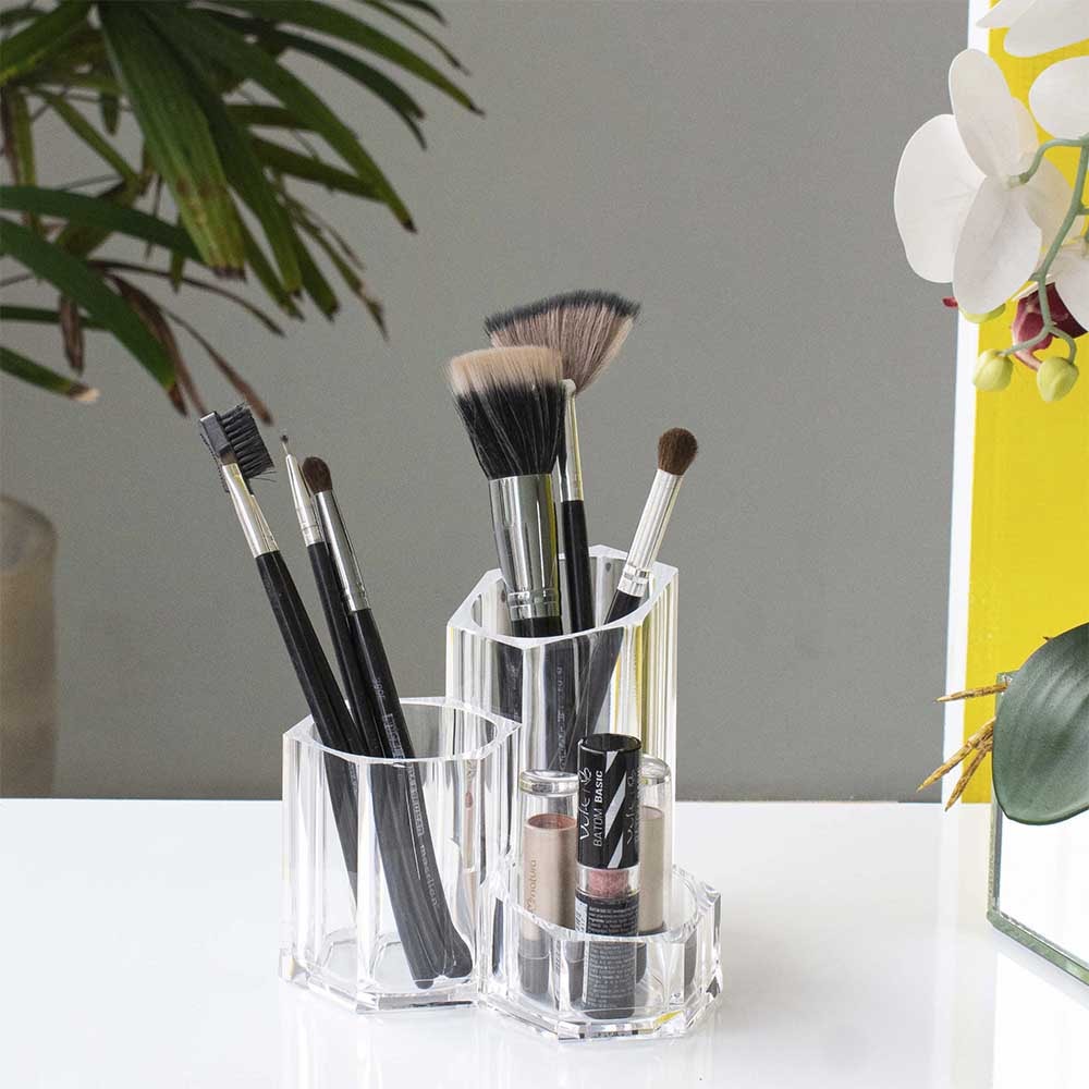 Porta Pincel Redondo Triplo em Acrílico Porta Pincel Redondo Triplo em Acrílico