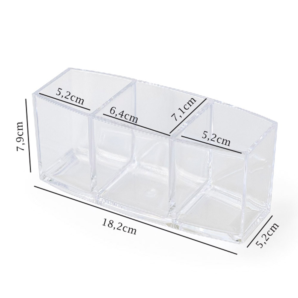 Porta Pincel Triplo em Acrílico Cristal Porta Pincel Triplo em Acrílico Cristal