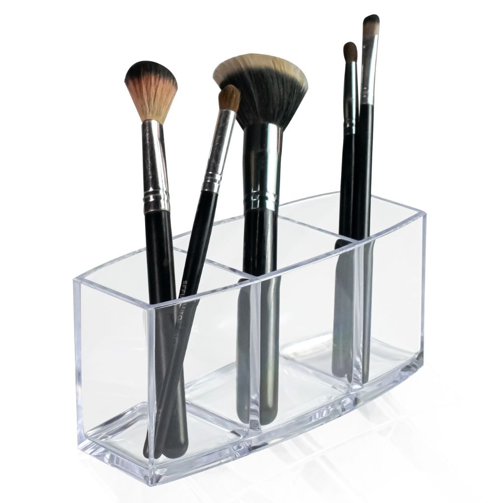 Porta Pincel Triplo em Acrílico Cristal Porta Pincel Triplo em Acrílico Cristal