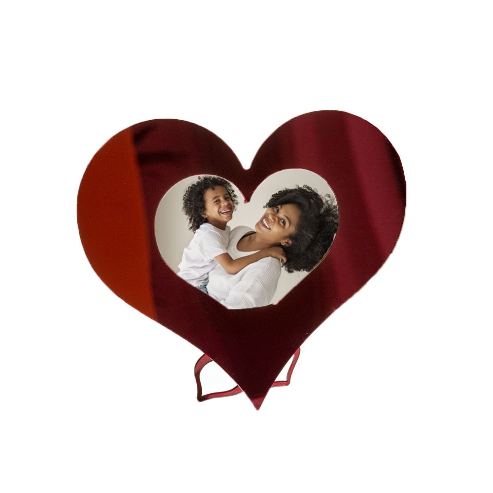 Porta Retrato Coração em Acrílico Espelhado Porta Retrato Coração em Acrílico Espelhado