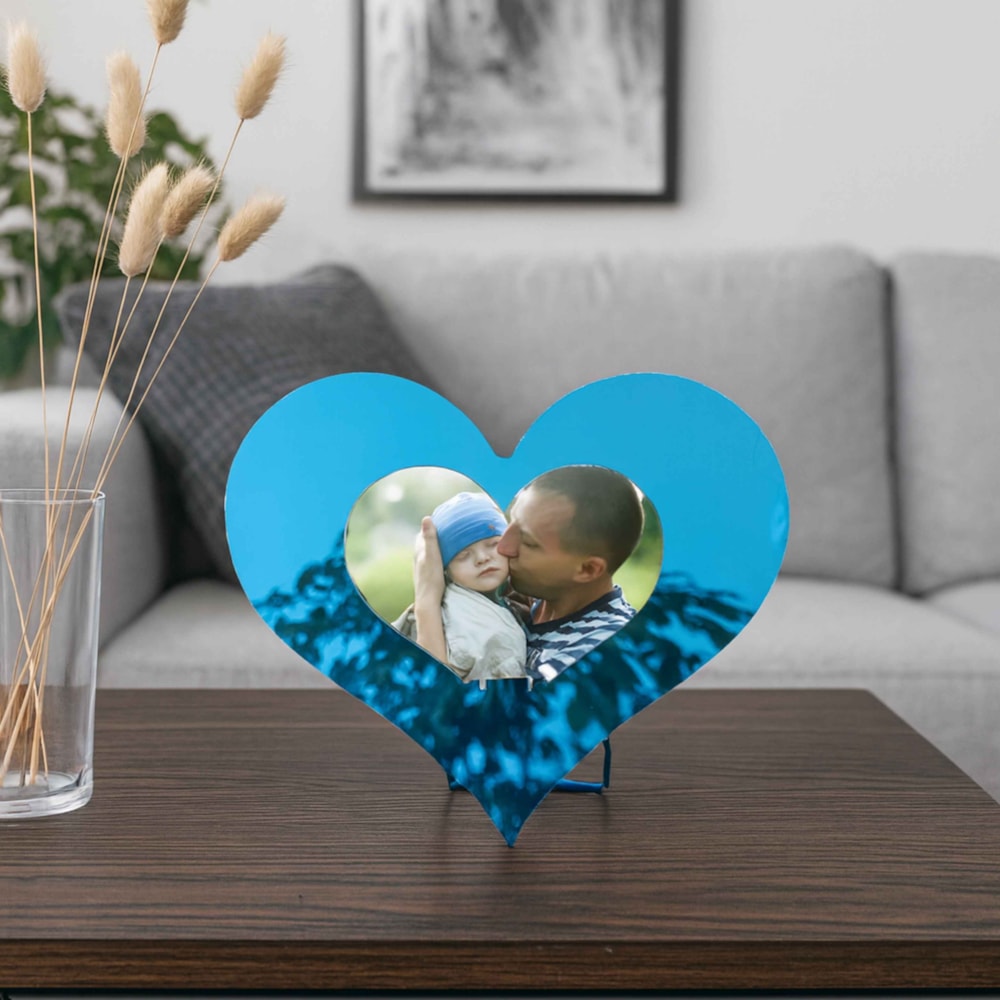 Porta Retrato Coração em Acrílico Espelhado Porta Retrato Coração em Acrílico Espelhado