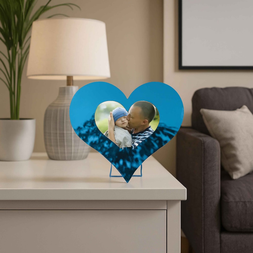 Porta Retrato Coração em Acrílico Espelhado Porta Retrato Coração em Acrílico Espelhado