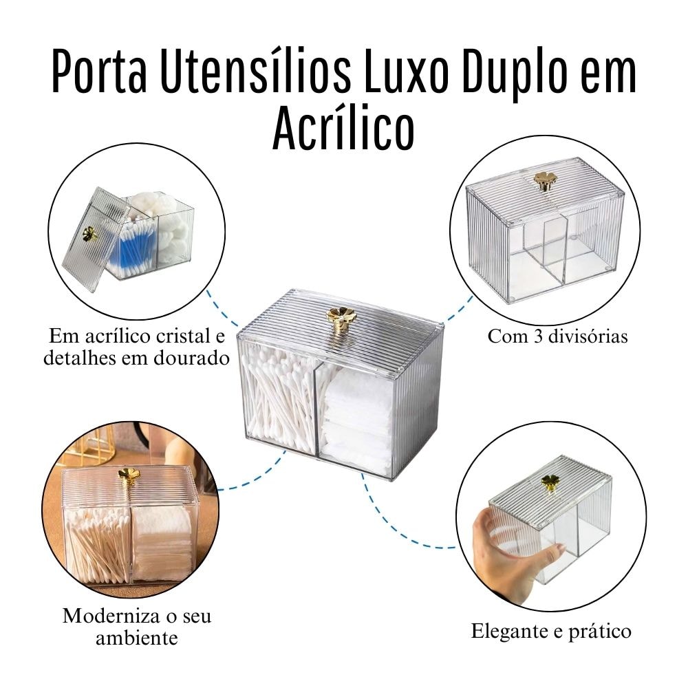 Porta Utensílios Luxo Duplo em Acrílico Porta Utensílios Luxo Duplo em Acrílico