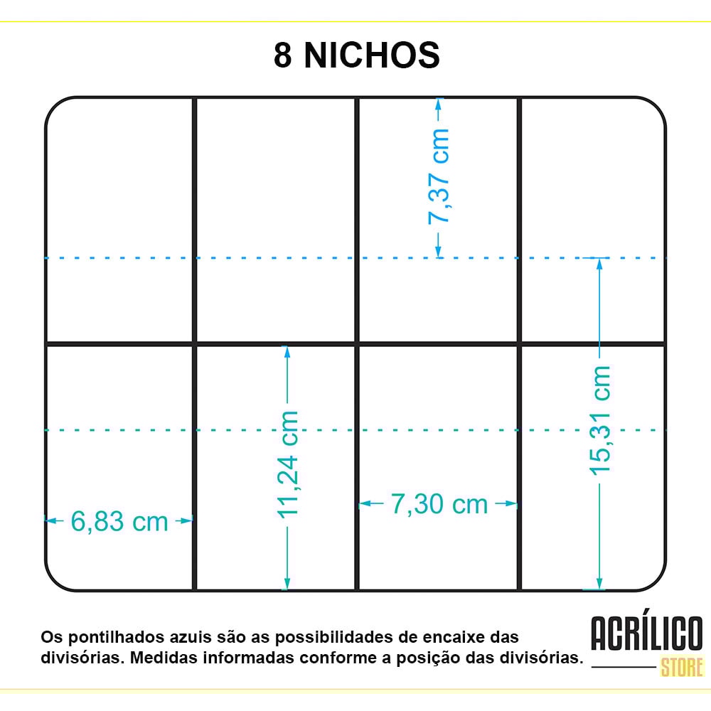Pote em Acrílico 6 Litros com Divisórias Removíveis Pote em Acrílico 6 Litros com Divisórias Removíveis