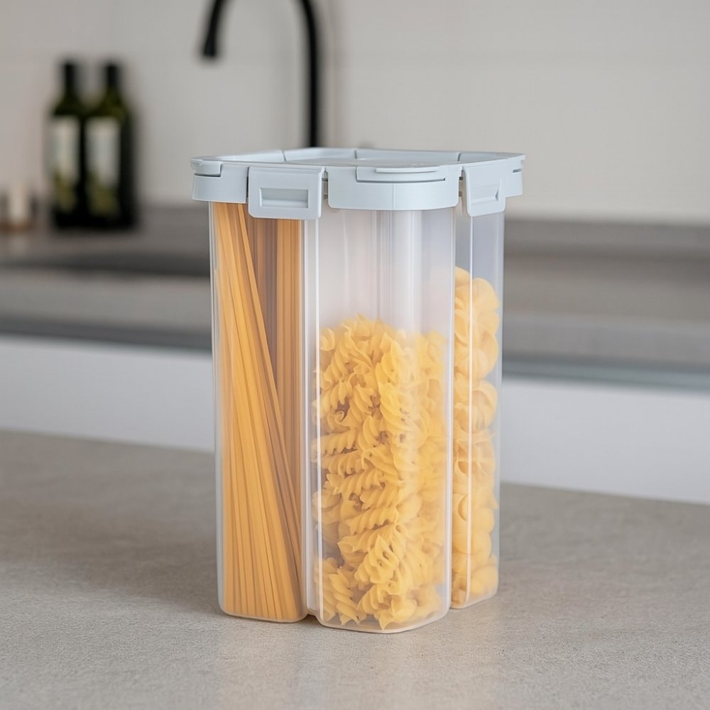 Pote Hermético 2.3 Litros Com 4 Divisórias Pote Hermético 2.3 Litros Com 4 Divisórias